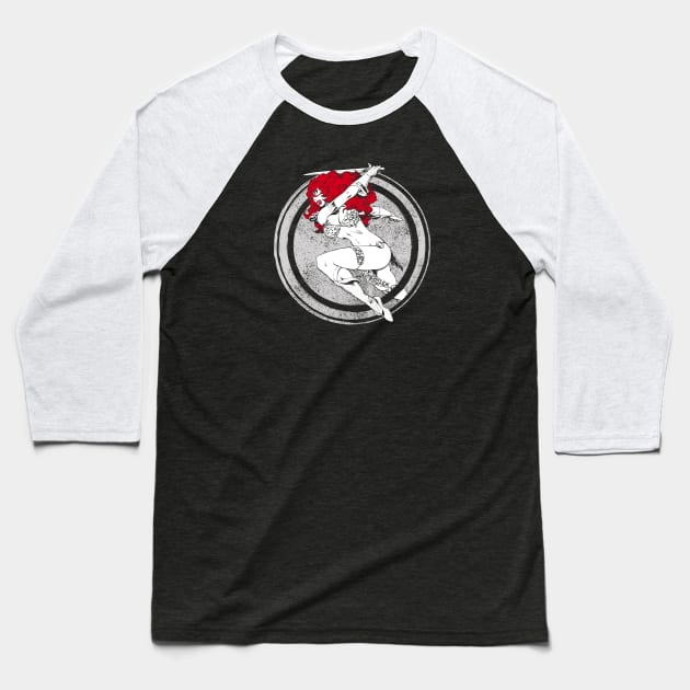 Red Barbarian Baseball T-Shirt by burristx